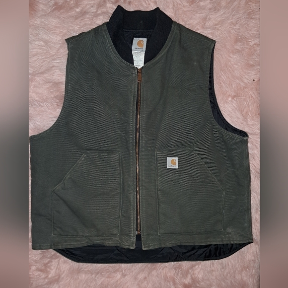 Vintage Carhartt Green Workwear Vest with High Collar - Picture 1 of 10
